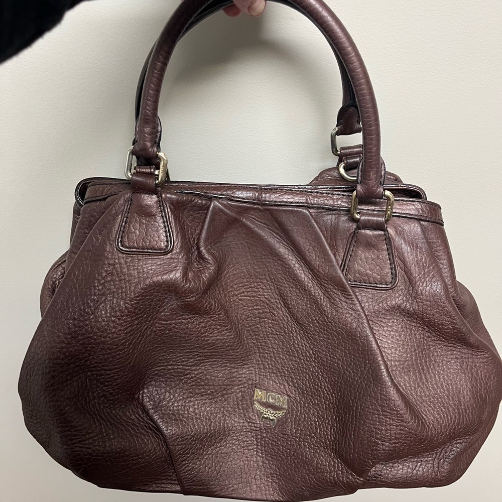 MCM Dark Brown Leather Shoulder Bag